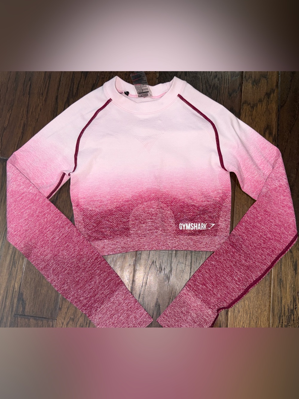 Women’s Gymshark Adapt Seamless Pink Ombre Long Sleeve Crop Top size Small